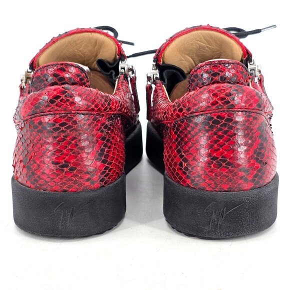 Giuseppe Zanotti Italy Red Black Snakeskin Leather Zip Fashion Sneakers Mens 11 - Picture 15 of 16
